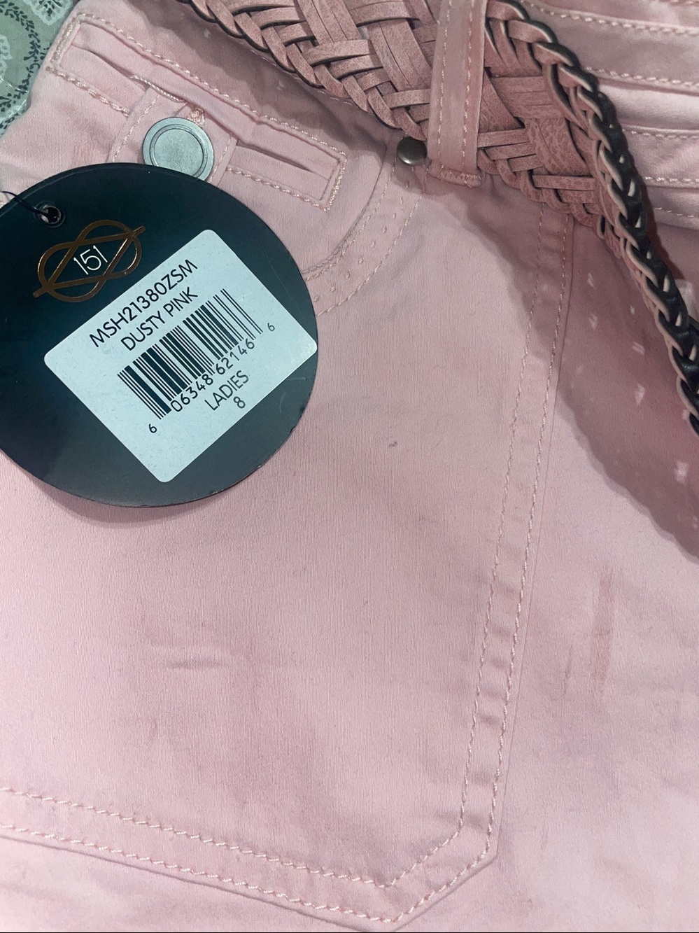 BNWT ONE5ONE belted in Dusky Pink short SIZE #8 - Picture 5 of 5